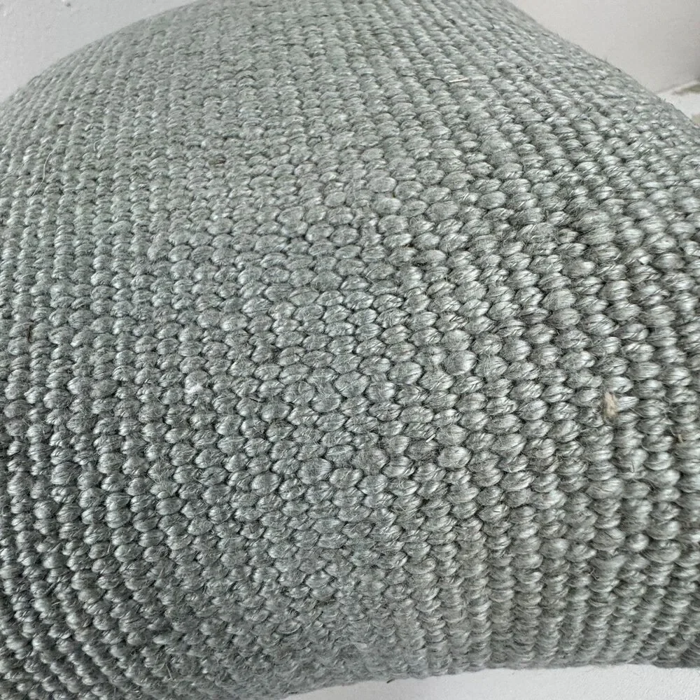 Pottery Barn Mini Chunky Weave Accent Pillow Eucalyptus Handwoven Linen Blend